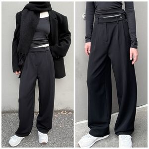 Oak + Fort Wide Leg Trousers Black